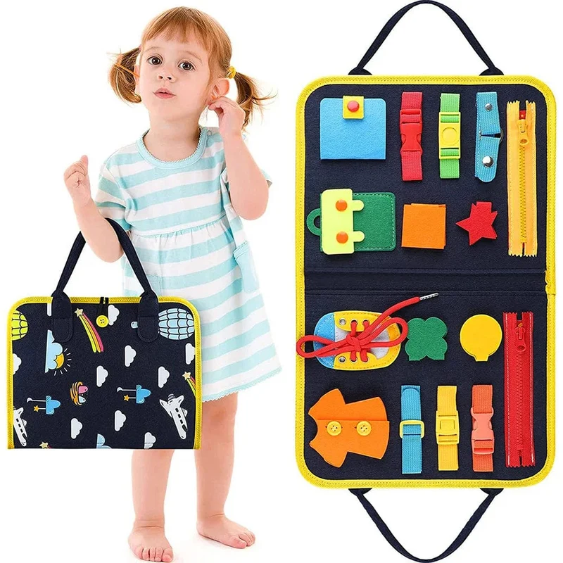 Busy Board Montessori-Spielzeug für Kleinkinder, sensorisches Spielzeug, Vorschullernen, pädagogische Reiseaktivitäten für Jungen, Feinmotorik
