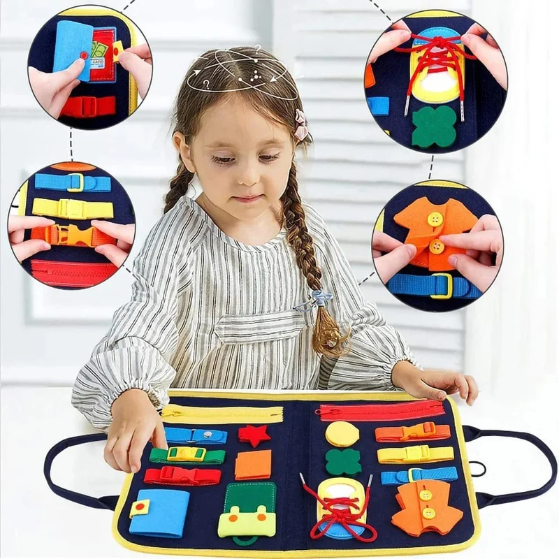 Busy Board Montessori-Spielzeug für Kleinkinder, sensorisches Spielzeug, Vorschullernen, pädagogische Reiseaktivitäten für Jungen, Feinmotorik
