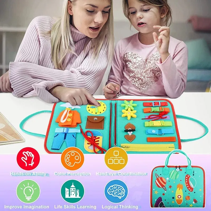 Busy Board Montessori-Spielzeug für Kleinkinder, sensorisches Spielzeug, Vorschullernen, pädagogische Reiseaktivitäten für Jungen, Feinmotorik
