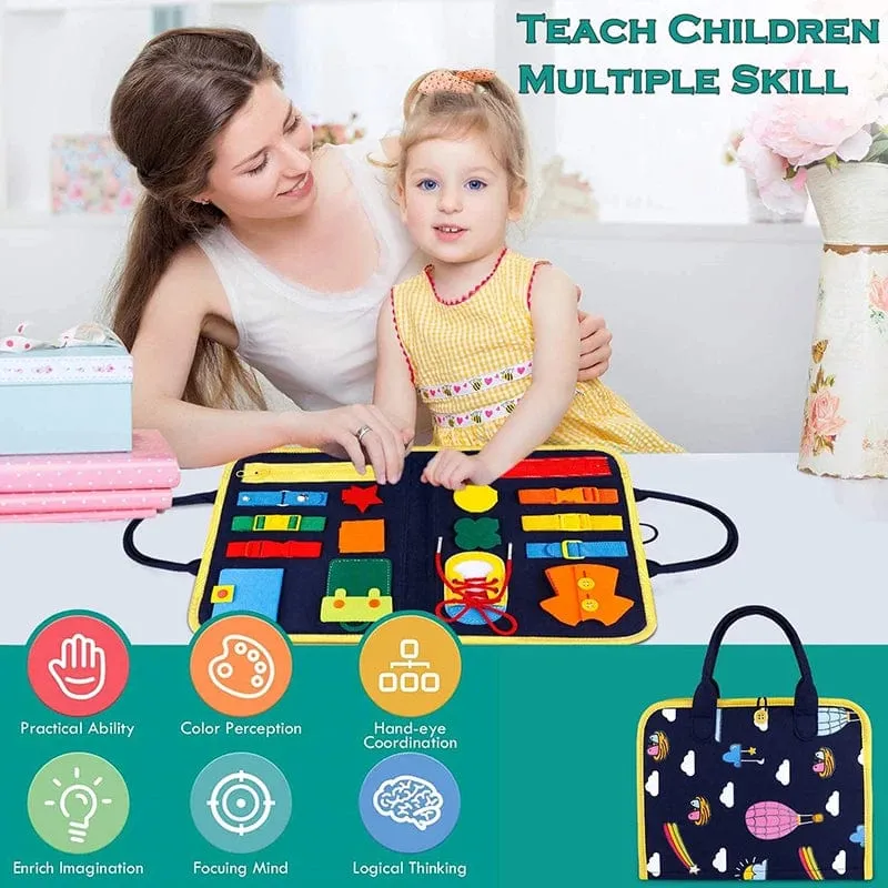 Busy Board Montessori-Spielzeug für Kleinkinder, sensorisches Spielzeug, Vorschullernen, pädagogische Reiseaktivitäten für Jungen, Feinmotorik