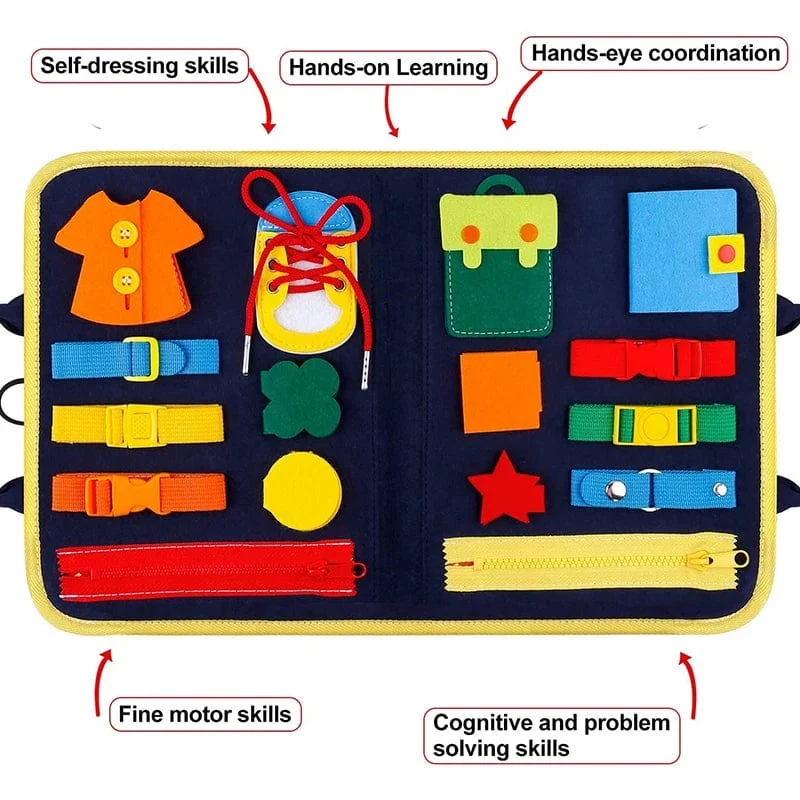 Busy Board Montessori-Spielzeug für Kleinkinder, sensorisches Spielzeug, Vorschullernen, pädagogische Reiseaktivitäten für Jungen, Feinmotorik