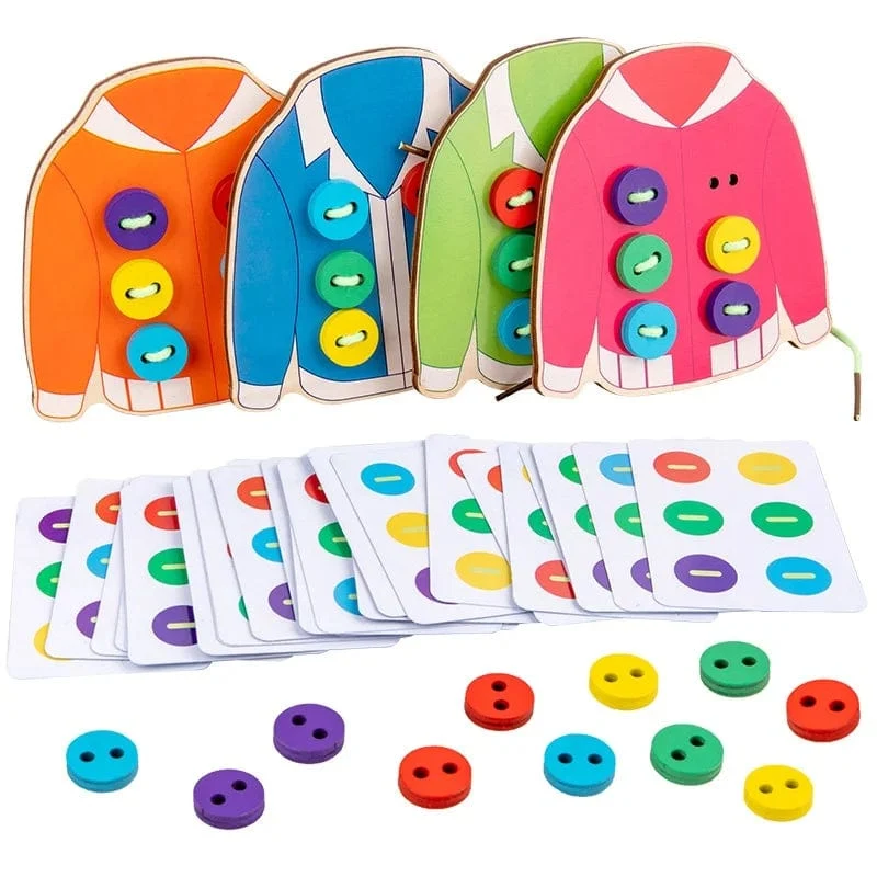1 Beutel Kinder Früherziehung Kleidung Einfädeln Knopf Spiel Lebenskompetenz Lehrmittel Nähen Knopf Training Kid Board Spielzeug Diy