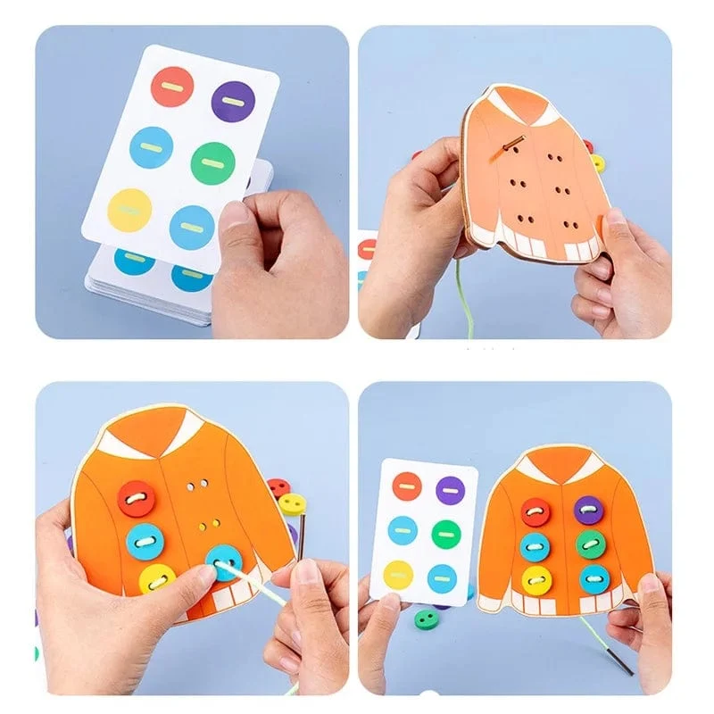 1 Beutel Kinder Früherziehung Kleidung Einfädeln Knopf Spiel Lebenskompetenz Lehrmittel Nähen Knopf Training Kid Board Spielzeug Diy