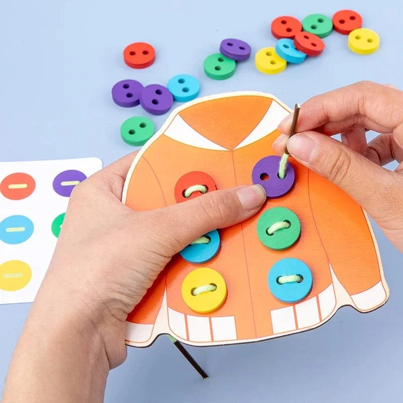 1 Beutel Kinder Früherziehung Kleidung Einfädeln Knopf Spiel Lebenskompetenz Lehrmittel Nähen Knopf Training Kid Board Spielzeug Diy