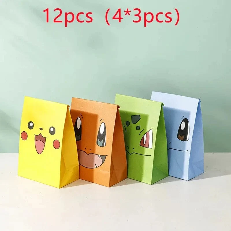 12 Teile/satz Neue Pokemon Pikachu Party Supplies Geschenk Tasche flache tasche Kinder Cartoon Thema Glücklich Geburtstag Candy Tasche Spielzeug Liefert