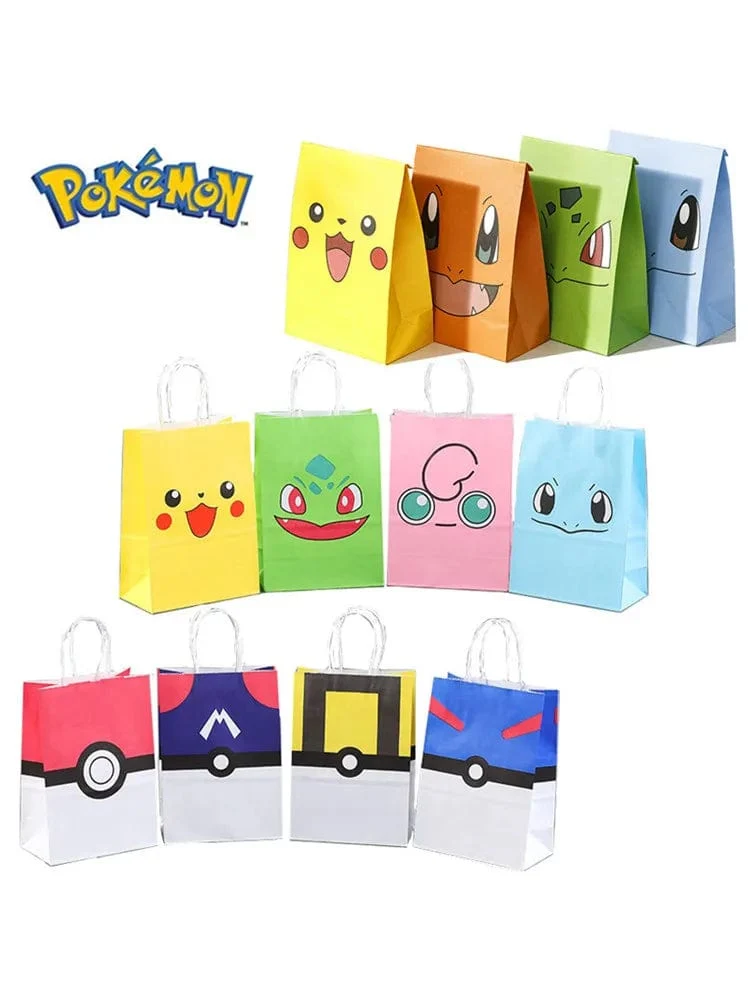 12 Teile/satz Neue Pokemon Pikachu Party Supplies Geschenk Tasche flache tasche Kinder Cartoon Thema Glücklich Geburtstag Candy Tasche Spielzeug Liefert