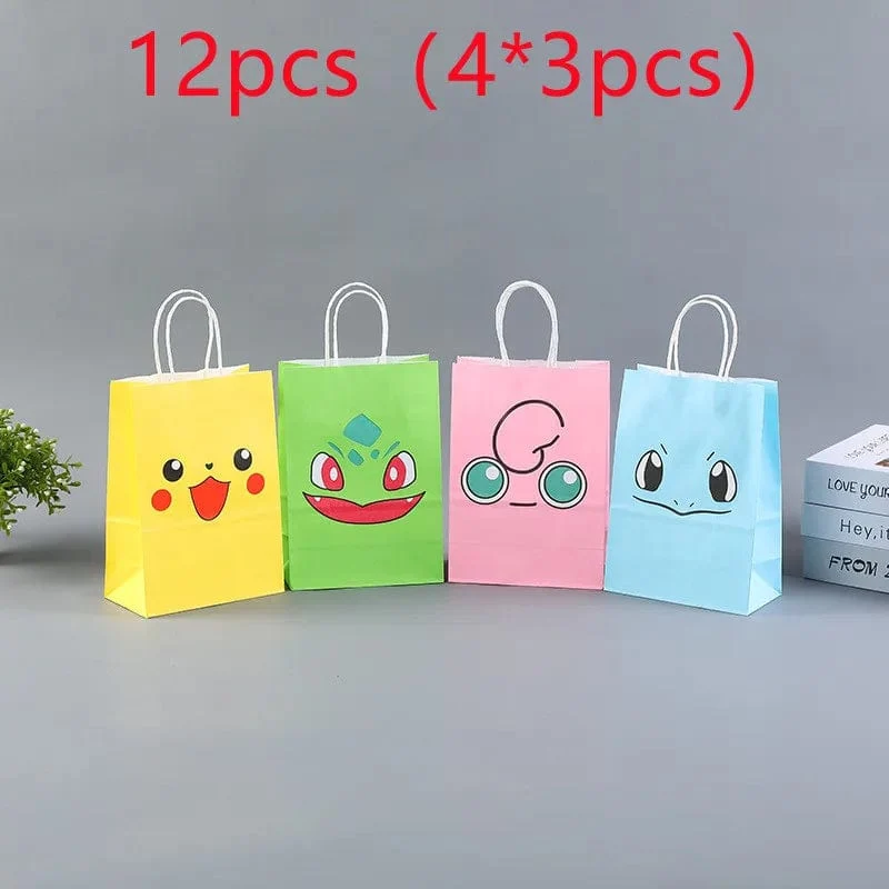 12 Teile/satz Neue Pokemon Pikachu Party Supplies Geschenk Tasche flache tasche Kinder Cartoon Thema Glücklich Geburtstag Candy Tasche Spielzeug Liefert