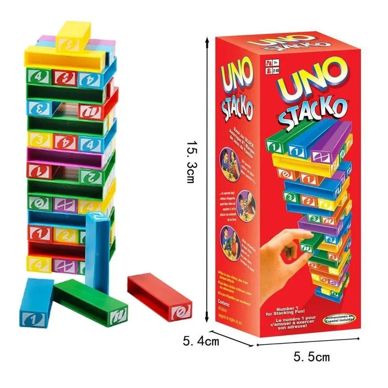 Stacko UNO-Karten-Brettspiele, Familienunterhaltung, Poker, Party, Früherziehung, Puzzle, Stackoed-Spielzeug, Spielkarten, Geburtstagsgeschenk