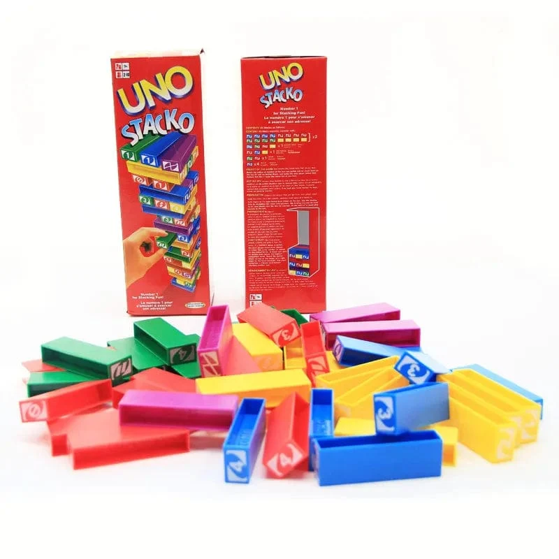 Stacko UNO-Karten-Brettspiele, Familienunterhaltung, Poker, Party, Früherziehung, Puzzle, Stackoed-Spielzeug, Spielkarten, Geburtstagsgeschenk