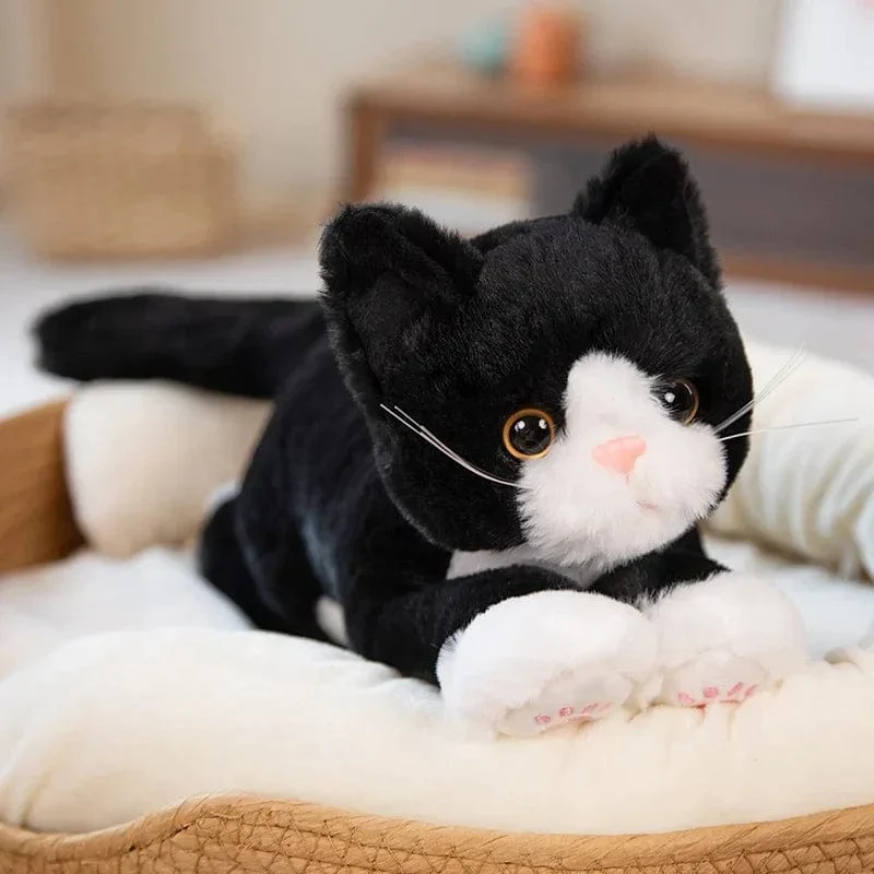 47CM Niedlich Simulierte Katze Puppe Plüsch Spielzeug Gefüllte Weiche Tier Plüsch weiß Grau Kätzchen Kissen Kinder Mädchen Geburtstag Geschenk Haustier Spielzeug Deco