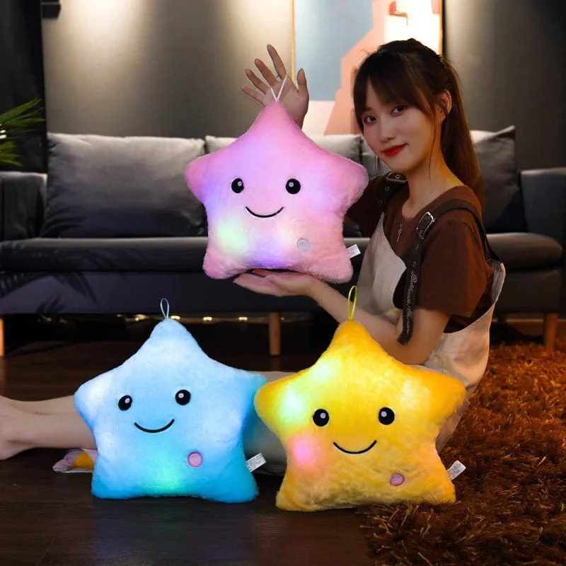 24*22cm Kreative Spielzeug Leuchtende Sterne Kissen Gefüllte Plüsch Leuchtende Bunte Sterne Kissen Led Licht Spielzeug Geschenk Für Kinder Kinder