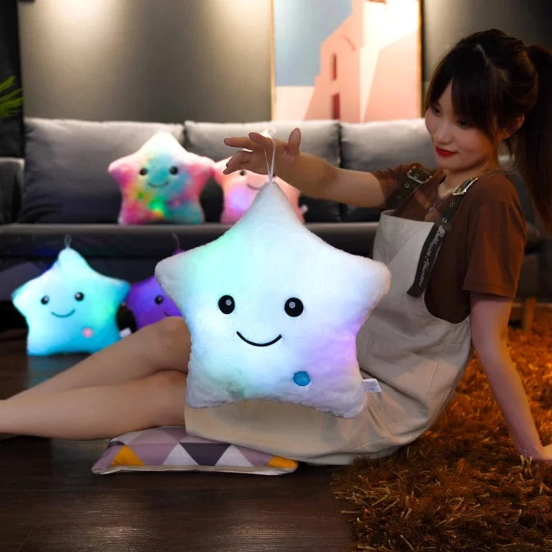 24*22cm Kreative Spielzeug Leuchtende Sterne Kissen Gefüllte Plüsch Leuchtende Bunte Sterne Kissen Led Licht Spielzeug Geschenk Für Kinder Kinder