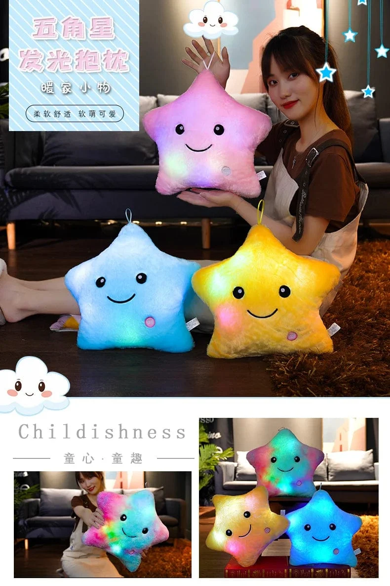 24*22cm Kreative Spielzeug Leuchtende Sterne Kissen Gefüllte Plüsch Leuchtende Bunte Sterne Kissen Led Licht Spielzeug Geschenk Für Kinder Kinder