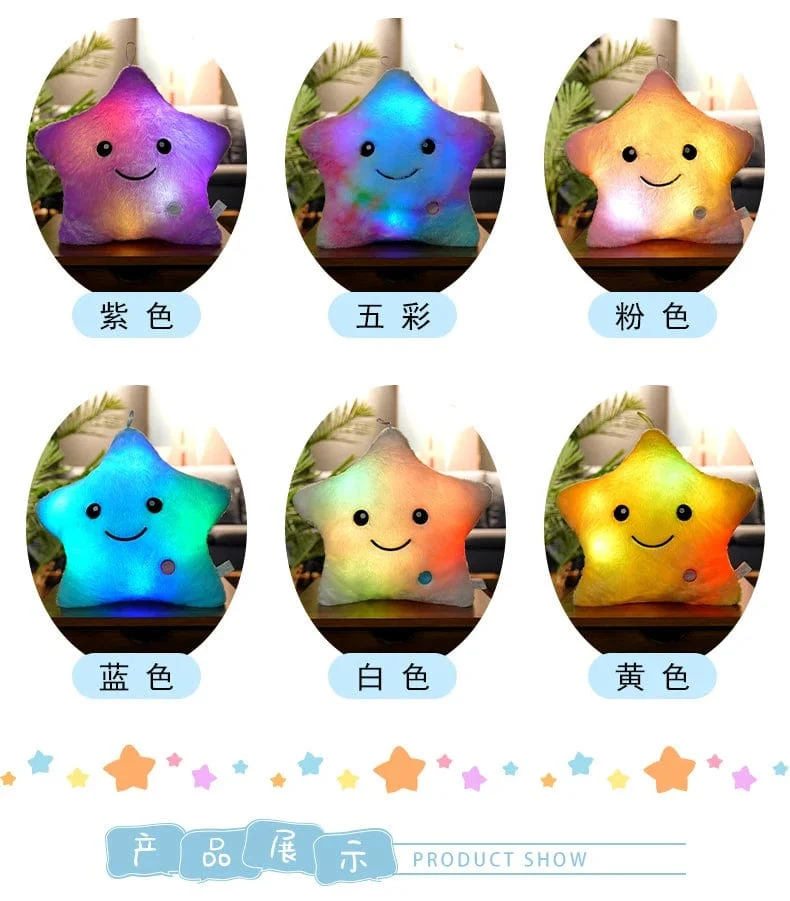 24*22cm Kreative Spielzeug Leuchtende Sterne Kissen Gefüllte Plüsch Leuchtende Bunte Sterne Kissen Led Licht Spielzeug Geschenk Für Kinder Kinder