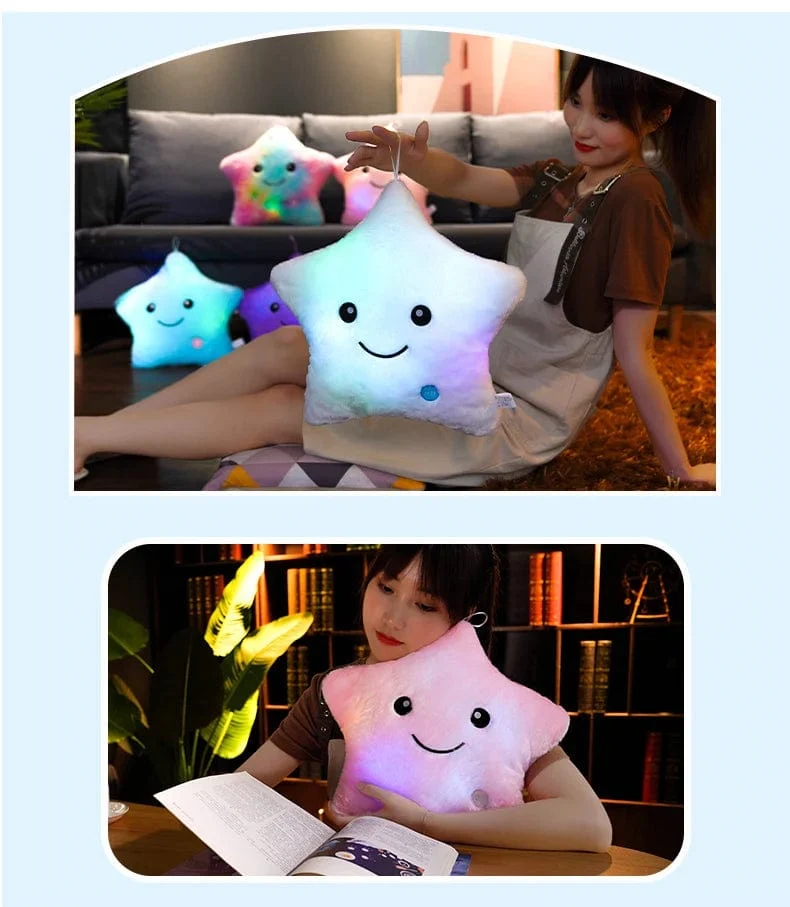 24*22cm Kreative Spielzeug Leuchtende Sterne Kissen Gefüllte Plüsch Leuchtende Bunte Sterne Kissen Led Licht Spielzeug Geschenk Für Kinder Kinder
