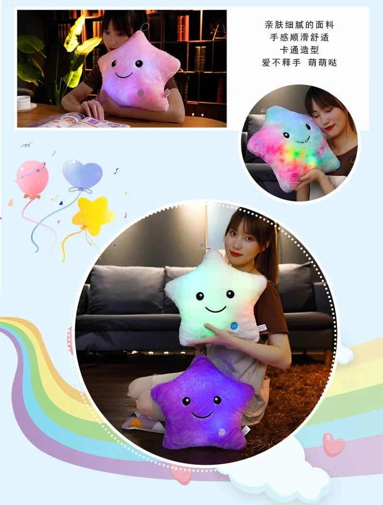 24*22cm Kreative Spielzeug Leuchtende Sterne Kissen Gefüllte Plüsch Leuchtende Bunte Sterne Kissen Led Licht Spielzeug Geschenk Für Kinder Kinder
