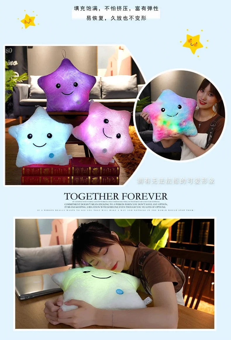 24*22cm Kreative Spielzeug Leuchtende Sterne Kissen Gefüllte Plüsch Leuchtende Bunte Sterne Kissen Led Licht Spielzeug Geschenk Für Kinder Kinder