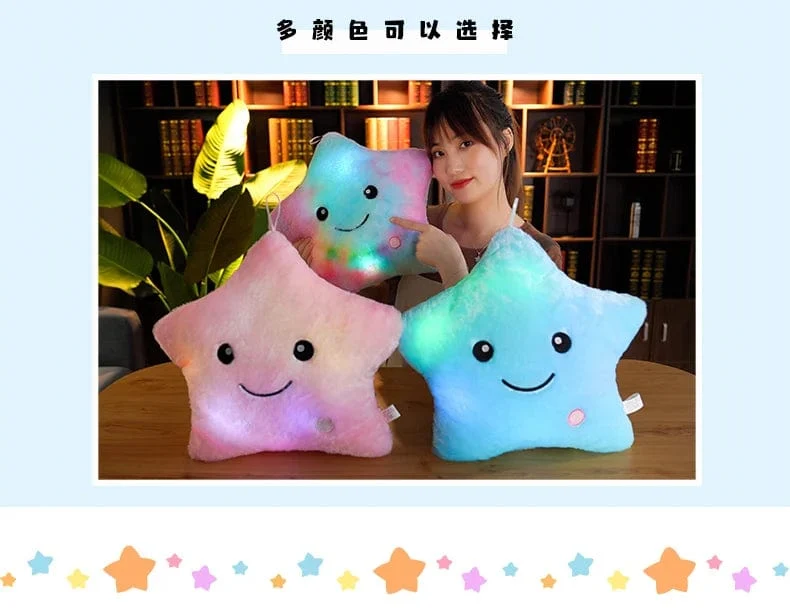 24*22cm Kreative Spielzeug Leuchtende Sterne Kissen Gefüllte Plüsch Leuchtende Bunte Sterne Kissen Led Licht Spielzeug Geschenk Für Kinder Kinder
