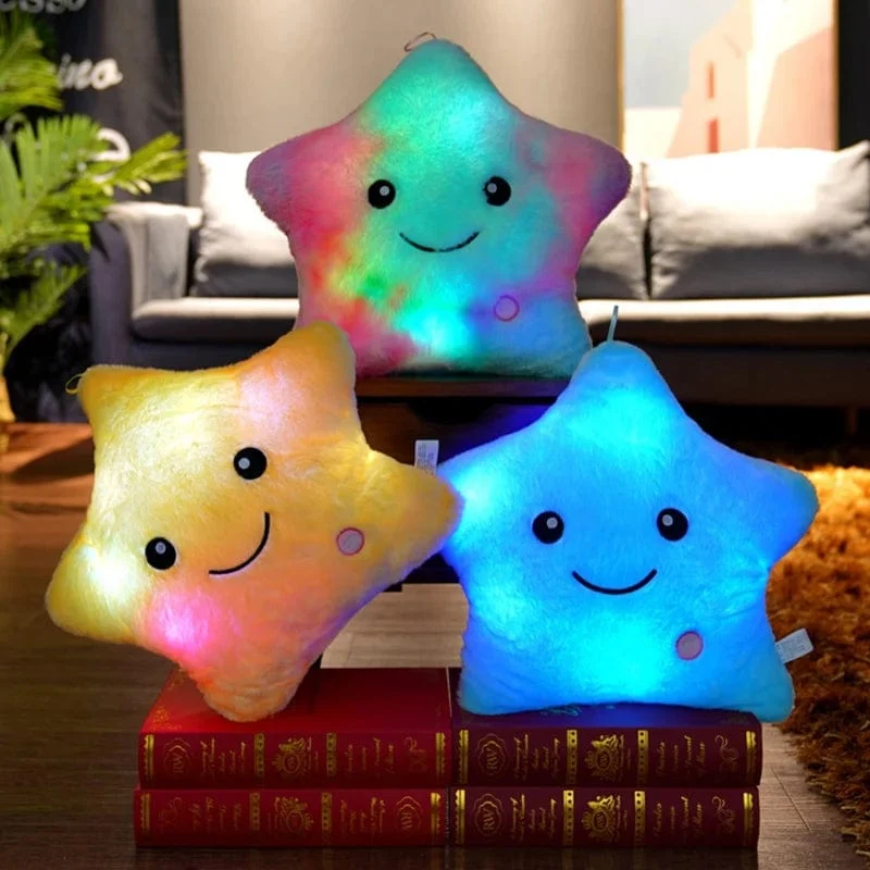 24*22cm Kreative Spielzeug Leuchtende Sterne Kissen Gefüllte Plüsch Leuchtende Bunte Sterne Kissen Led Licht Spielzeug Geschenk Für Kinder Kinder