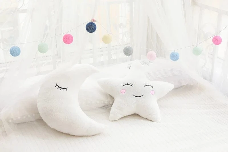 Neue Gefüllte Wolke Mond Sterne Regentropfen Plüsch Kissen Weiche Kissen Spielzeug Für Kinder Baby Kinder Mädchen Weihnachten Geschenk Zimmer Auto Dekor