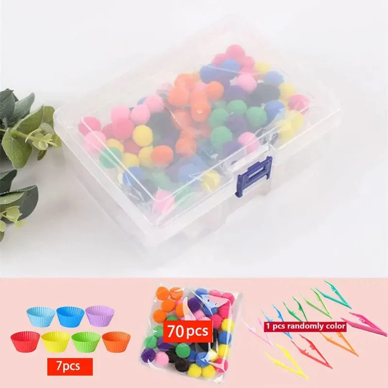 Regenbogen-Zähl-Pompons-Spielzeug für 3-jährige Kinder, Sortierbecher, Montessori-Sensorik-Spielzeug, Vorschul-Lernaktivitäten, Mathe-Spielzeug