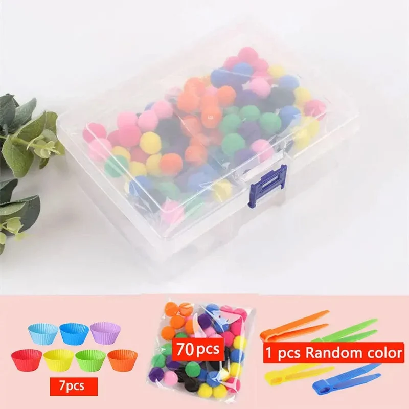 Regenbogen-Zähl-Pompons-Spielzeug für 3-jährige Kinder, Sortierbecher, Montessori-Sensorik-Spielzeug, Vorschul-Lernaktivitäten, Mathe-Spielzeug