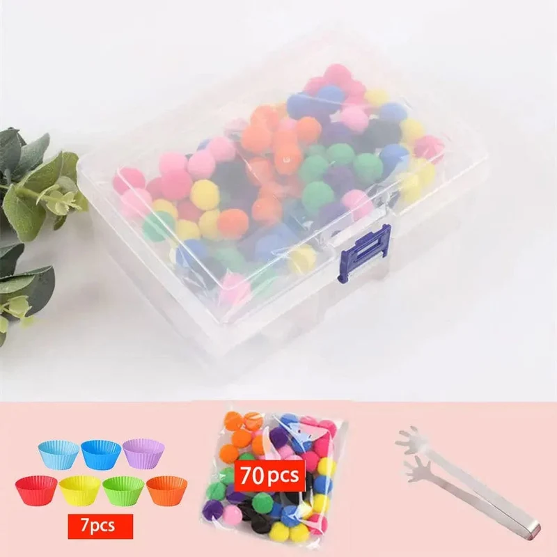 Regenbogen-Zähl-Pompons-Spielzeug für 3-jährige Kinder, Sortierbecher, Montessori-Sensorik-Spielzeug, Vorschul-Lernaktivitäten, Mathe-Spielzeug
