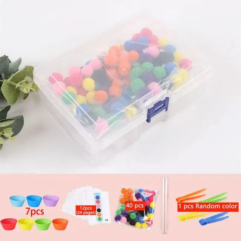Regenbogen-Zähl-Pompons-Spielzeug für 3-jährige Kinder, Sortierbecher, Montessori-Sensorik-Spielzeug, Vorschul-Lernaktivitäten, Mathe-Spielzeug