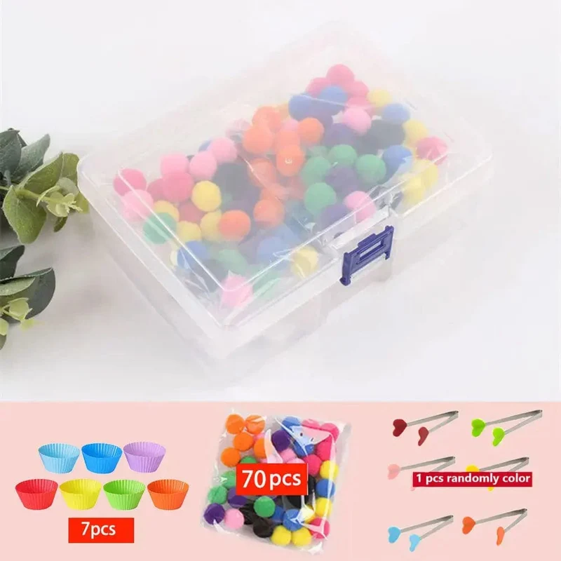 Regenbogen-Zähl-Pompons-Spielzeug für 3-jährige Kinder, Sortierbecher, Montessori-Sensorik-Spielzeug, Vorschul-Lernaktivitäten, Mathe-Spielzeug