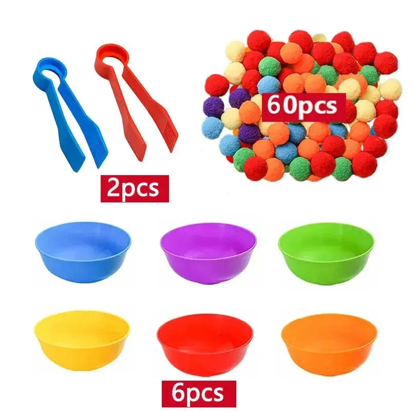 Regenbogen-Zähl-Pompons-Spielzeug für 3-jährige Kinder, Sortierbecher, Montessori-Sensorik-Spielzeug, Vorschul-Lernaktivitäten, Mathe-Spielzeug