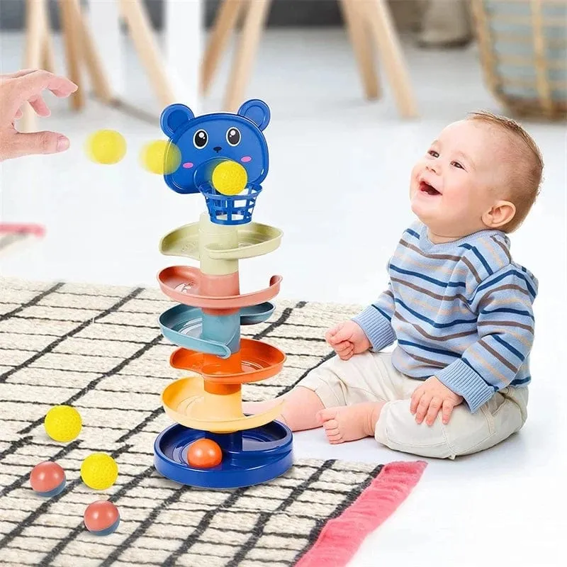 Montessori Babyspielzeug Rolling Ball Tower Montessori Lernspiele für Babys Stapelbahn Babyentwicklungsspielzeug 1 2 3 Jahre