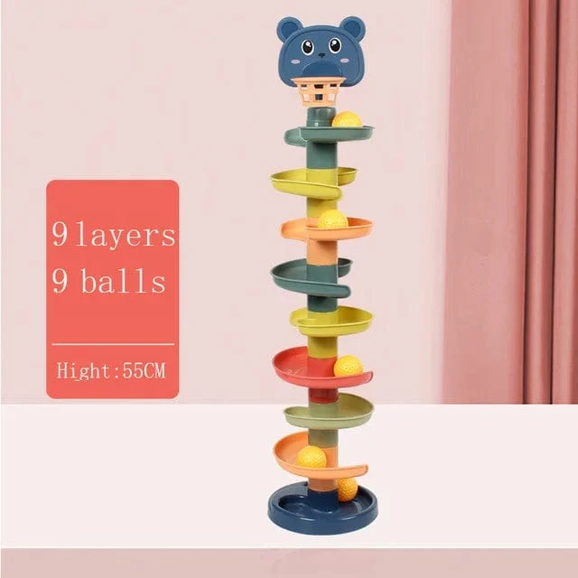 Montessori Babyspielzeug Rolling Ball Tower Montessori Lernspiele für Babys Stapelbahn Babyentwicklungsspielzeug 1 2 3 Jahre