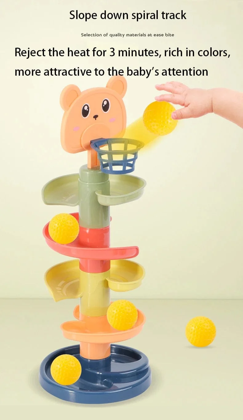 Montessori Babyspielzeug Rolling Ball Tower Montessori Lernspiele für Babys Stapelbahn Babyentwicklungsspielzeug 1 2 3 Jahre