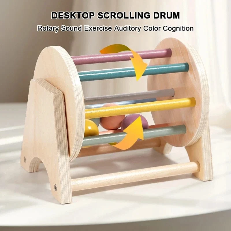 Montessori Holzspielzeug für Kleinkinder, Zielbox, Rolltrommel, Farbe, Form, Erkenntnis, Spiel, pädagogisches sensorisches Baby, Lehrmittel, Geschenke