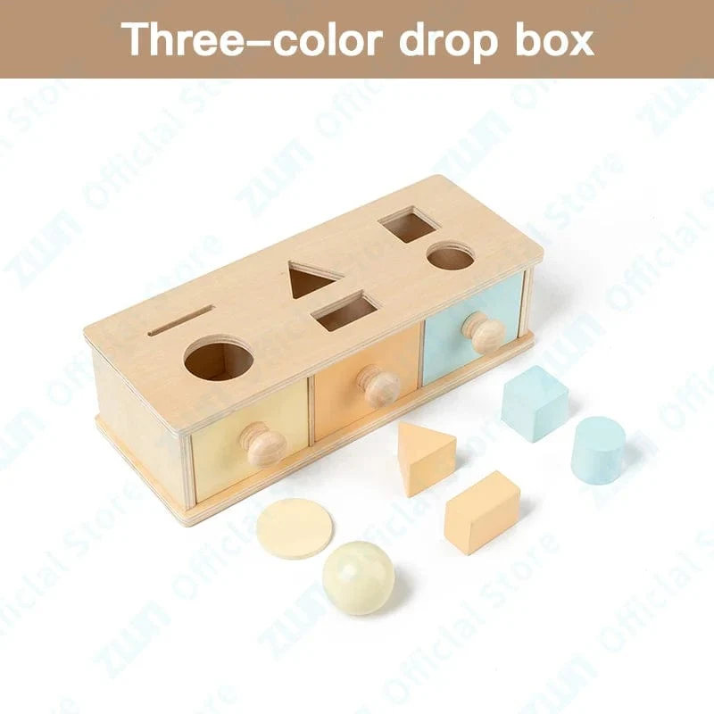 Montessori Holzspielzeug für Kleinkinder, Zielbox, Rolltrommel, Farbe, Form, Erkenntnis, Spiel, pädagogisches sensorisches Baby, Lehrmittel, Geschenke