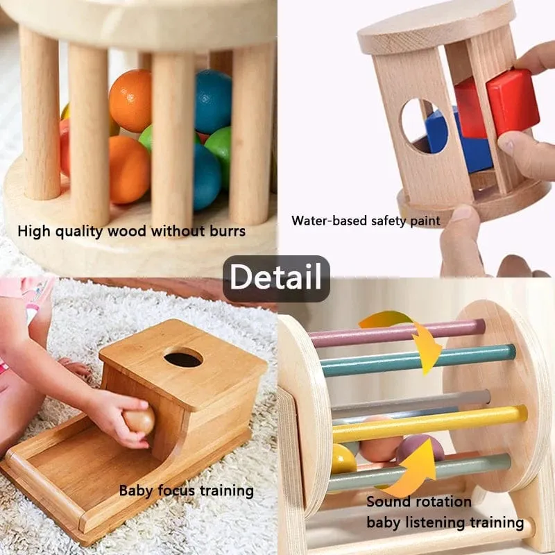 Montessori Holzspielzeug für Kleinkinder, Zielbox, Rolltrommel, Farbe, Form, Erkenntnis, Spiel, pädagogisches sensorisches Baby, Lehrmittel, Geschenke