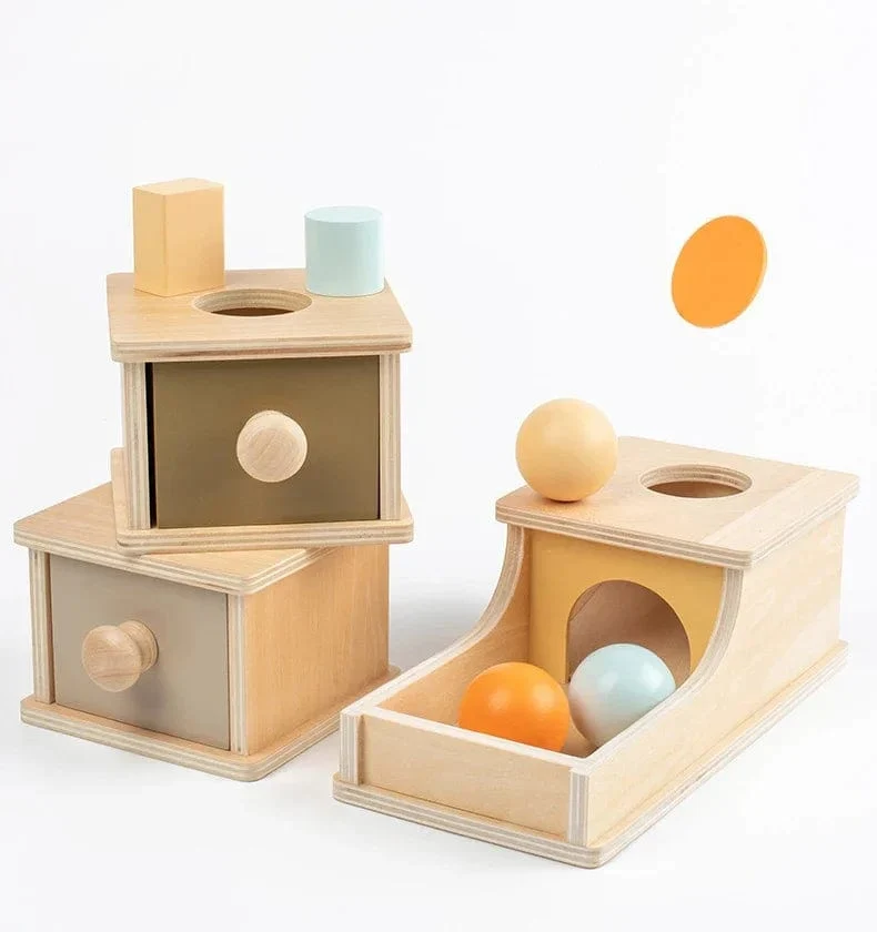 Montessori Holzspielzeug für Kleinkinder, Zielbox, Rolltrommel, Farbe, Form, Erkenntnis, Spiel, pädagogisches sensorisches Baby, Lehrmittel, Geschenke