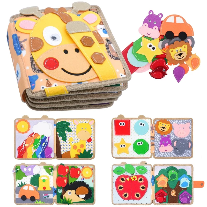 Montessori-Spielzeug für Kleinkinder, Beschäftigungsbrett, Bauernhoftierszene, Geschichtenerzähl-Aktivitätsspielzeug, ruhiges Buch, Filzaktivität, pädagogisches sensorisches Spielzeug