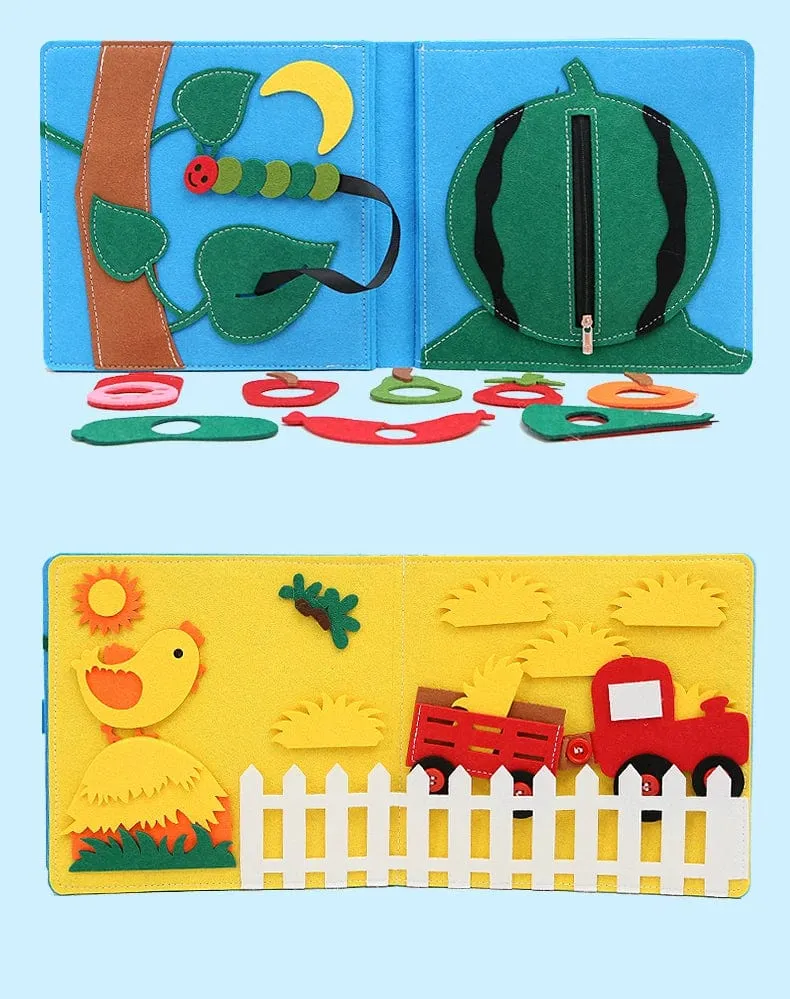 Montessori-Spielzeug für Kleinkinder, Beschäftigungsbrett, Bauernhoftierszene, Geschichtenerzähl-Aktivitätsspielzeug, ruhiges Buch, Filzaktivität, pädagogisches sensorisches Spielzeug
