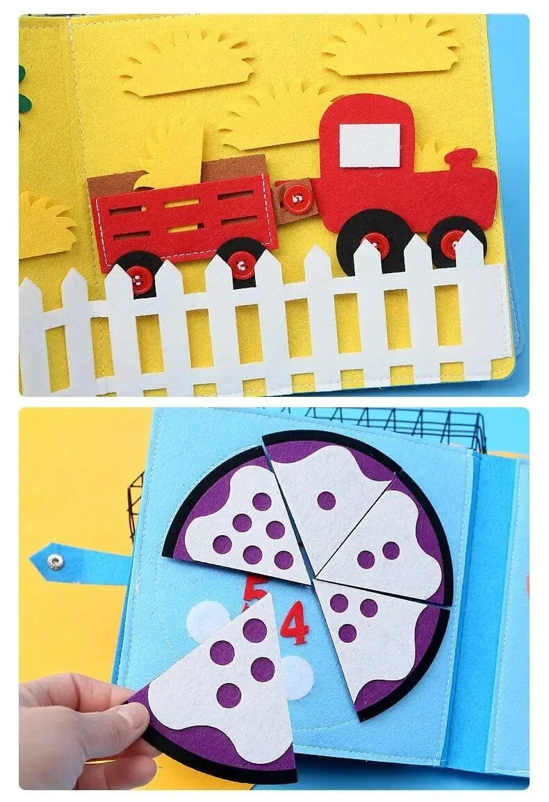 Montessori-Spielzeug für Kleinkinder, Beschäftigungsbrett, Bauernhoftierszene, Geschichtenerzähl-Aktivitätsspielzeug, ruhiges Buch, Filzaktivität, pädagogisches sensorisches Spielzeug