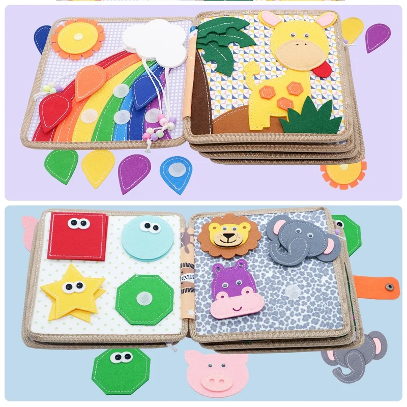 Montessori-Spielzeug für Kleinkinder, Beschäftigungsbrett, Bauernhoftierszene, Geschichtenerzähl-Aktivitätsspielzeug, ruhiges Buch, Filzaktivität, pädagogisches sensorisches Spielzeug
