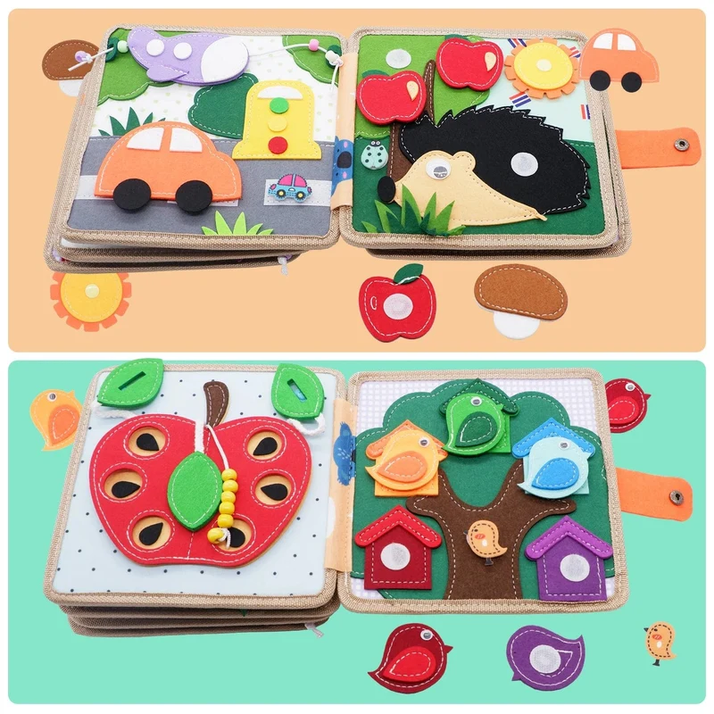 Montessori-Spielzeug für Kleinkinder, Beschäftigungsbrett, Bauernhoftierszene, Geschichtenerzähl-Aktivitätsspielzeug, ruhiges Buch, Filzaktivität, pädagogisches sensorisches Spielzeug