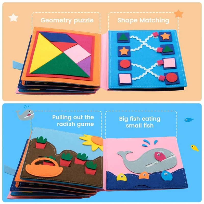 Montessori-Spielzeug für Kleinkinder, Beschäftigungsbrett, Bauernhoftierszene, Geschichtenerzähl-Aktivitätsspielzeug, ruhiges Buch, Filzaktivität, pädagogisches sensorisches Spielzeug