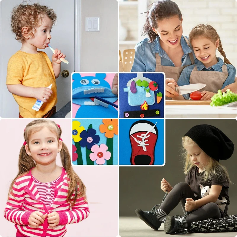 Montessori-Spielzeug für Kleinkinder, Beschäftigungsbrett, Bauernhoftierszene, Geschichtenerzähl-Aktivitätsspielzeug, ruhiges Buch, Filzaktivität, pädagogisches sensorisches Spielzeug