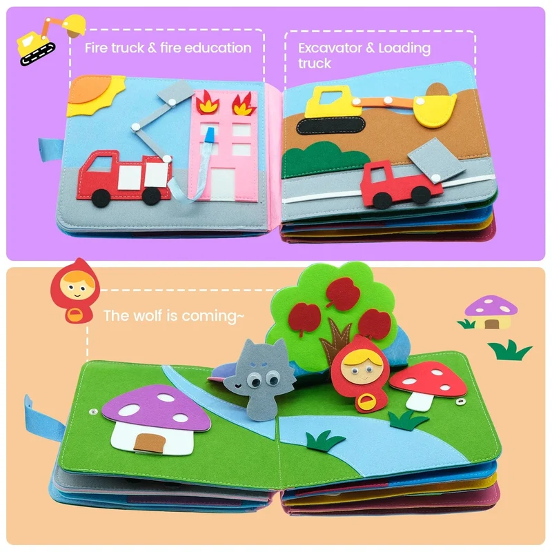 Montessori-Spielzeug für Kleinkinder, Beschäftigungsbrett, Bauernhoftierszene, Geschichtenerzähl-Aktivitätsspielzeug, ruhiges Buch, Filzaktivität, pädagogisches sensorisches Spielzeug