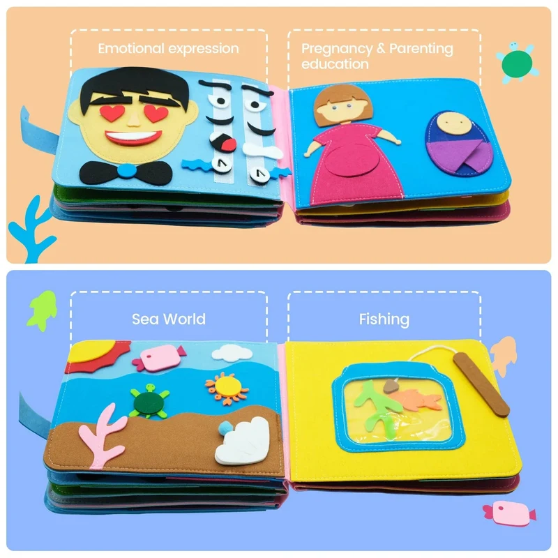 Montessori-Spielzeug für Kleinkinder, Beschäftigungsbrett, Bauernhoftierszene, Geschichtenerzähl-Aktivitätsspielzeug, ruhiges Buch, Filzaktivität, pädagogisches sensorisches Spielzeug