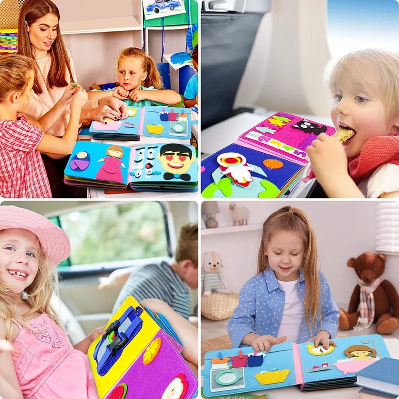 Montessori-Spielzeug für Kleinkinder, Beschäftigungsbrett, Bauernhoftierszene, Geschichtenerzähl-Aktivitätsspielzeug, ruhiges Buch, Filzaktivität, pädagogisches sensorisches Spielzeug