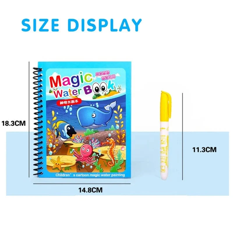 Magisches Buch, Wasserzeichnen, Montessori-Spielzeug, wiederverwendbares Malbuch, magisches Wasserzeichenbuch, sensorische Früherziehung für Kinder