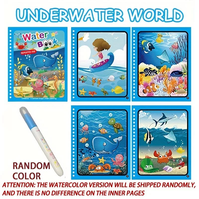 Magisches Buch, Wasserzeichnen, Montessori-Spielzeug, wiederverwendbares Malbuch, magisches Wasserzeichenbuch, sensorische Früherziehung für Kinder
