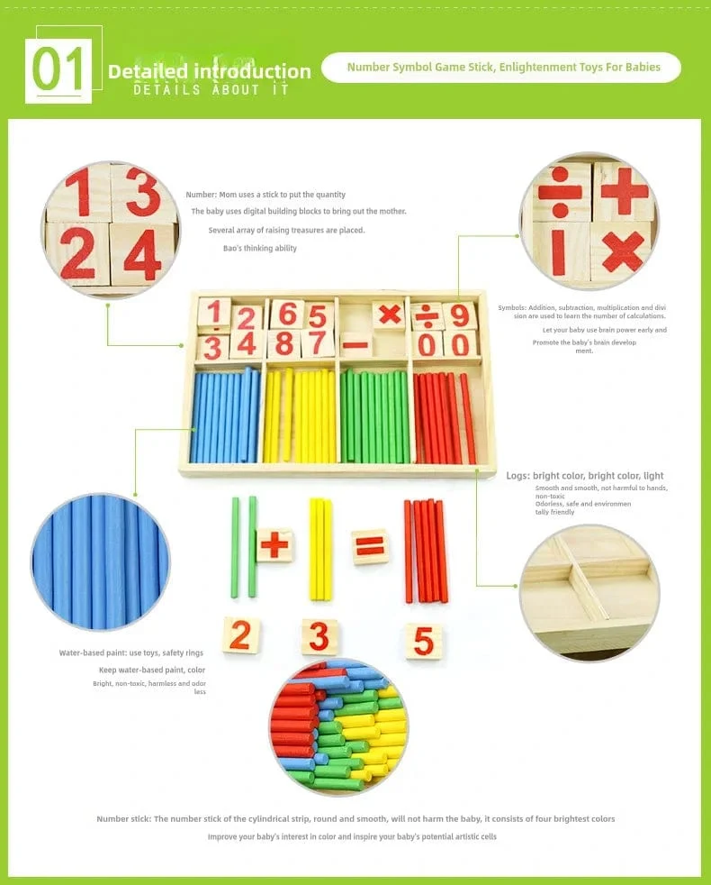 Kinder mathematik lehrmittel, zählen stäbchen, arithmetik lernen box, holz pädagogisches spielzeug, Montessori bildung